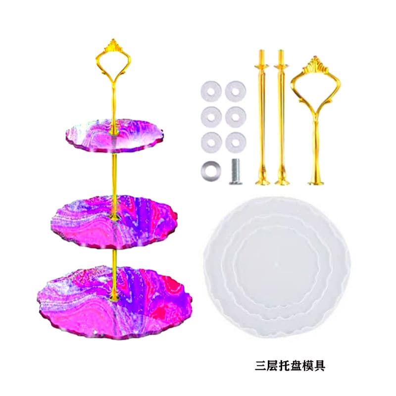 Cross-border Round Wave Square Three-layer Tray Silicone Mold DIY Decorative Fruit Plate Coaster Epoxy Mold