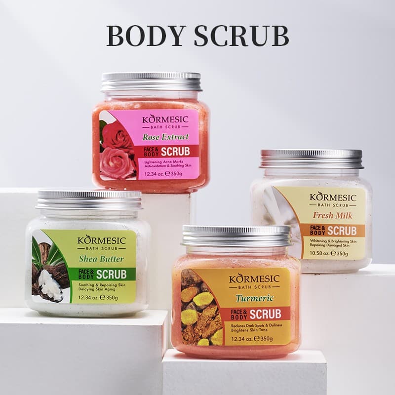 KORMESIC Body & Facial Scrub - Exfoliating, hydrating, full English version, cross-border wholesale.