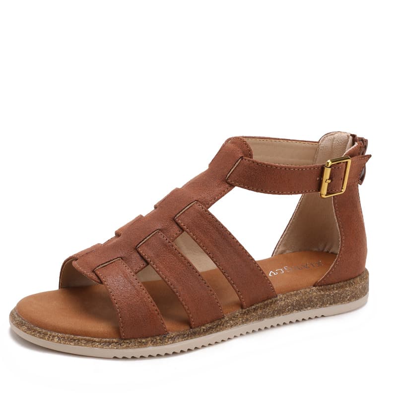 Flat-soled casual one-line buckle sandals for women in summer with skirts open-toe cross-strap beach Roman shoes 6043-2