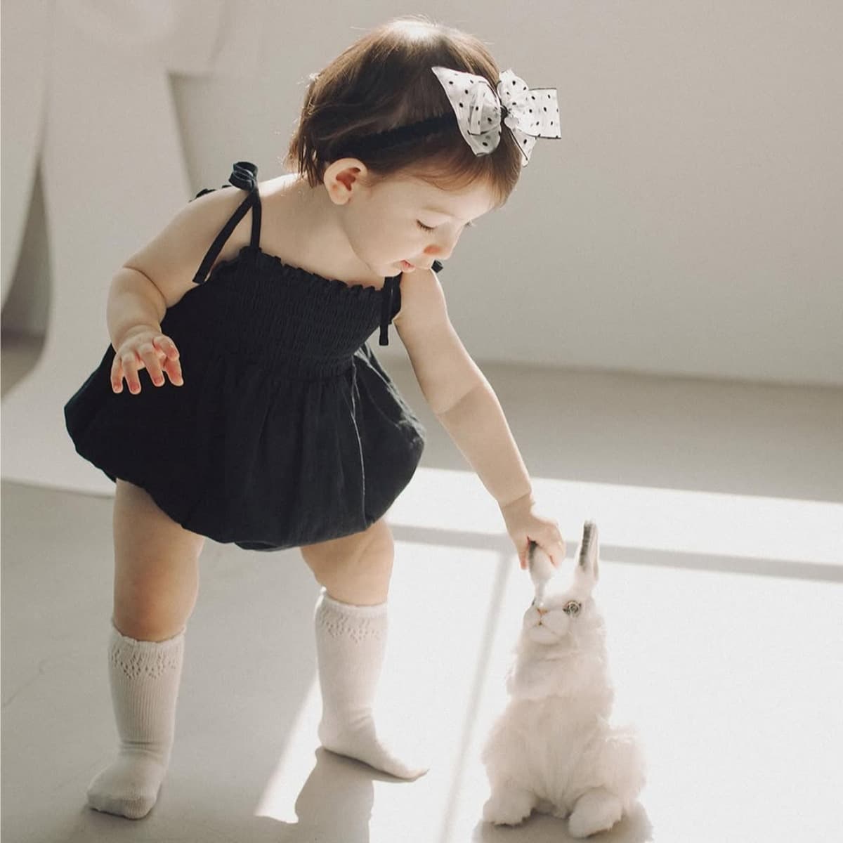 Baby Summer Thin Premium Black Shirred Camisole Bodysuit Pure Cotton Triangular Romper Jumpsuit for Girls