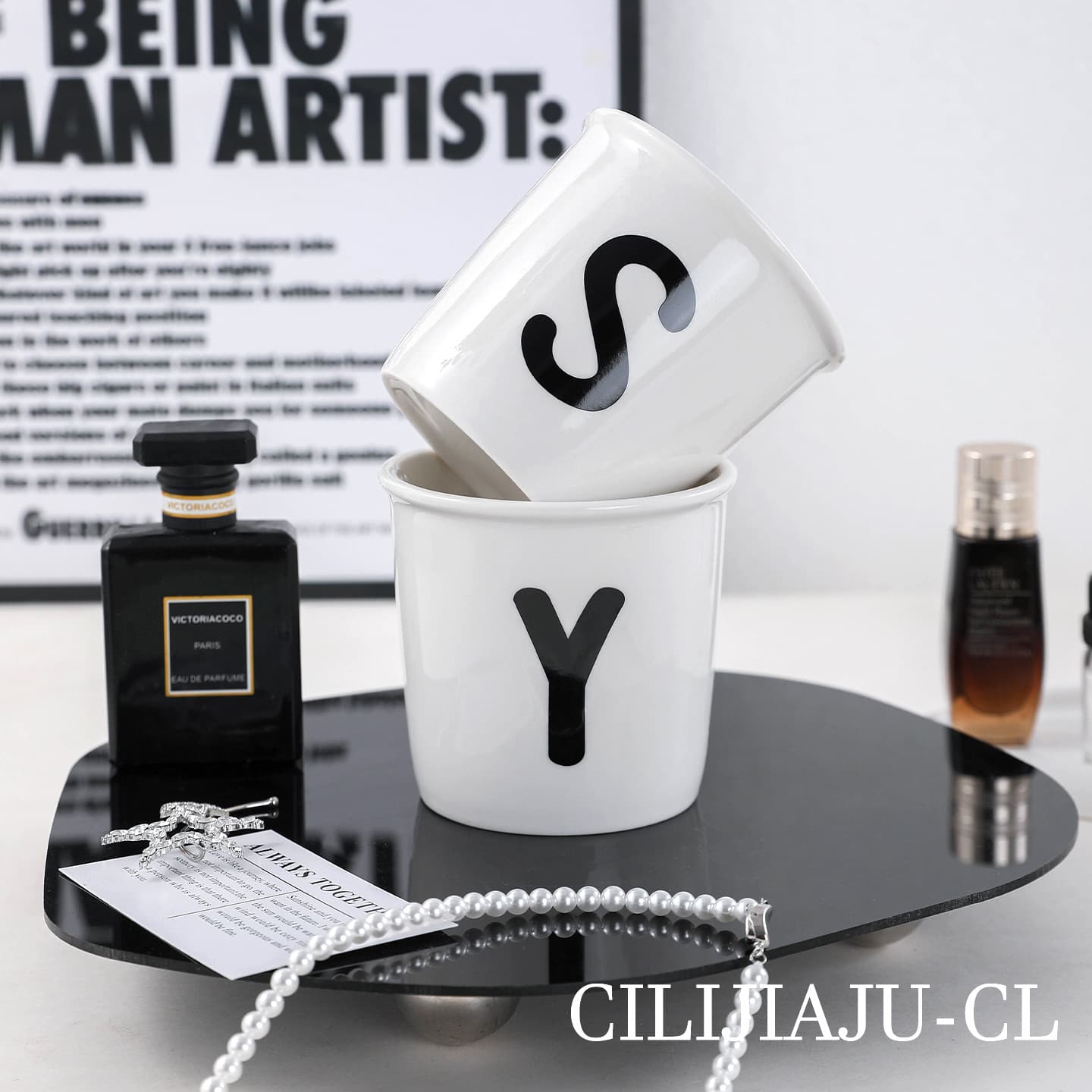 Letter Ceramic Mug Everyday Cup Breakfast Office Mug Afternoon Tea Coffee Cup Toothbrush Cup Rinse Cup