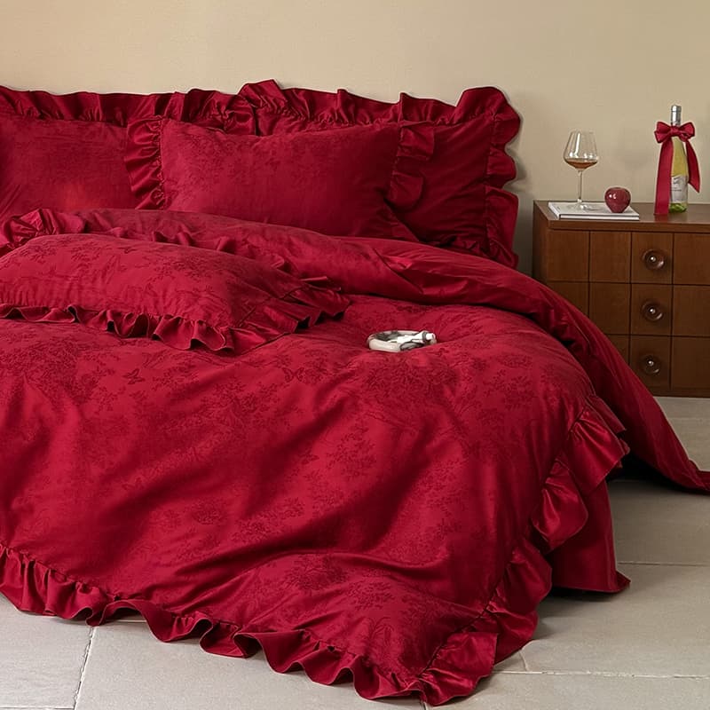 High-grade Class A Xinjiang long-staple cotton wedding four-piece set, all-cotton red wedding gift set for newlyweds