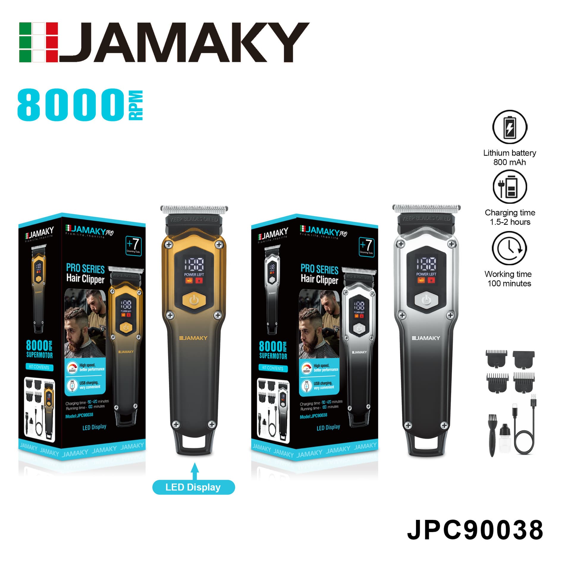 JAMAKY Home Charging Hair Clipper for Bald Head, Body Hair Trimmer, Shaver, Digital Display Electric Shaver with Long Battery Life