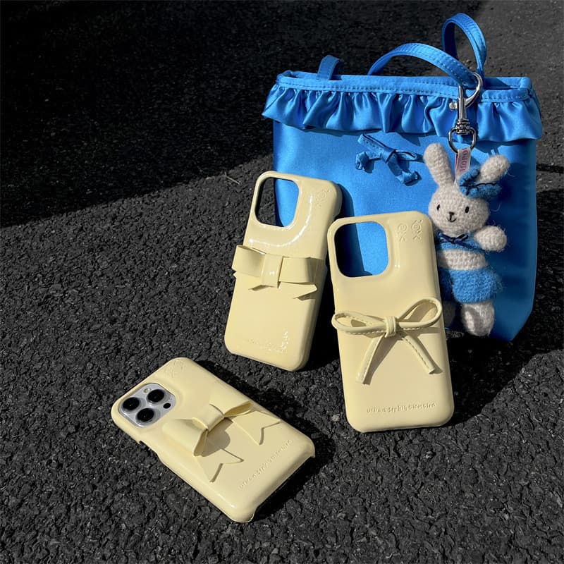 Ins minimalist bow bump iPhone 14/13 compatible Apple 16/15 PROMAX phone case shockproof cover