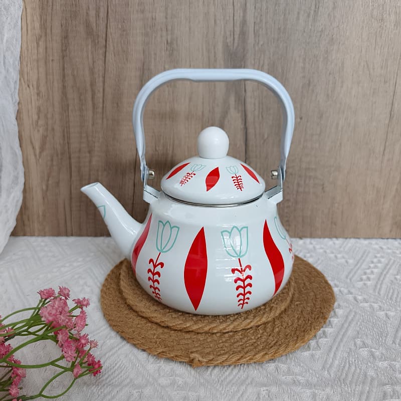 Cross-border Thickened Enamel Ethnic Style Milk Tea Kettle, Boiling Water Kettle, Suitable for Gas and Induction Cooktops, Home Restaurant Cold Water Kettle