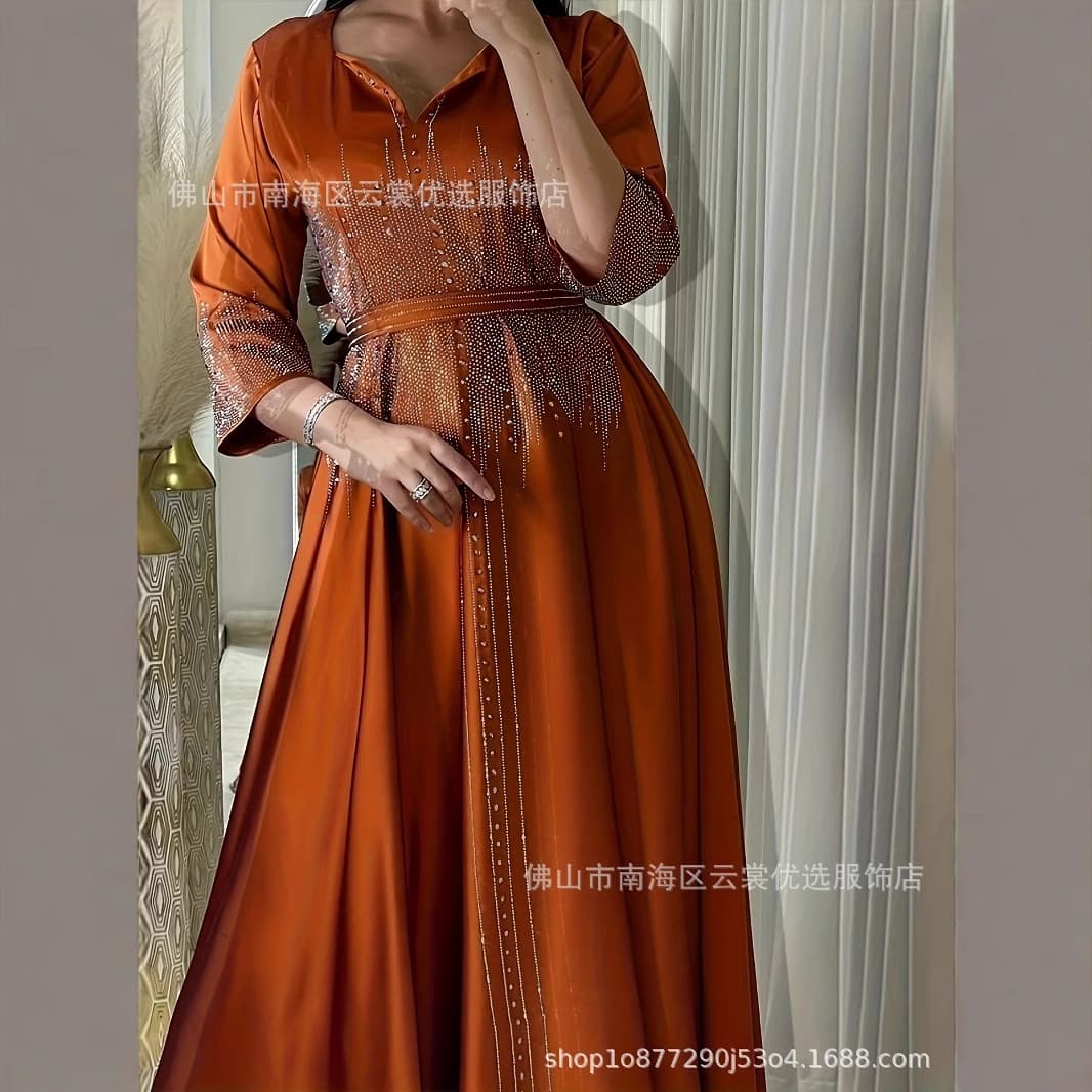Forged dress dress, hot diamond dinner robe, elegant and fashionable ethnic style