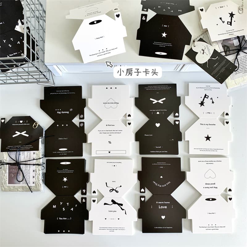 Original Small House 7CM Card Header High Aesthetics Cute Card Header Card Packaging Gift Wrapping Folded Card Decoration