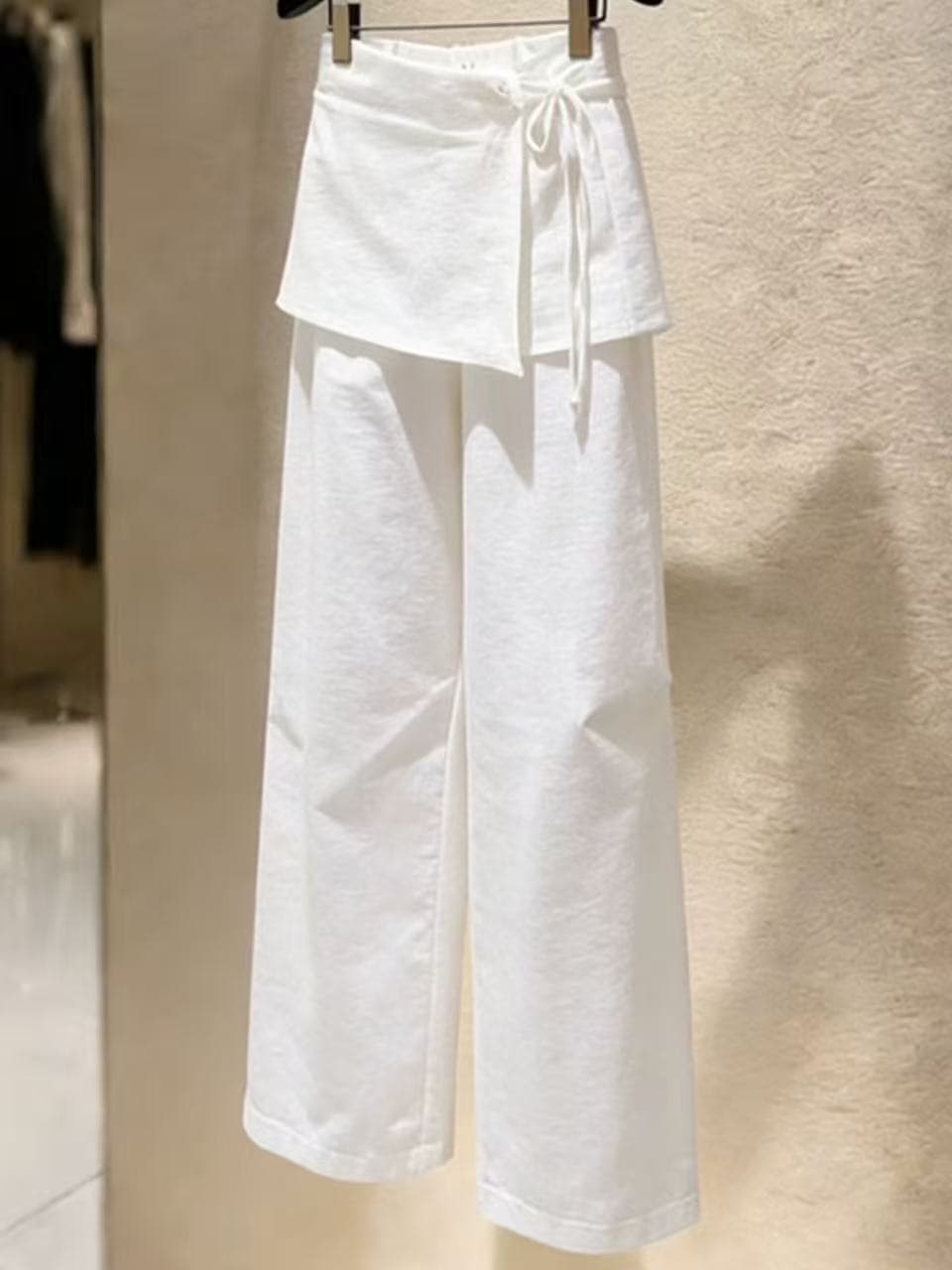 2026 New Fashion Versatile Slim Wide Leg Pants Loose BF Lazy Style White Butt Curtain Casual Pants Women Spring