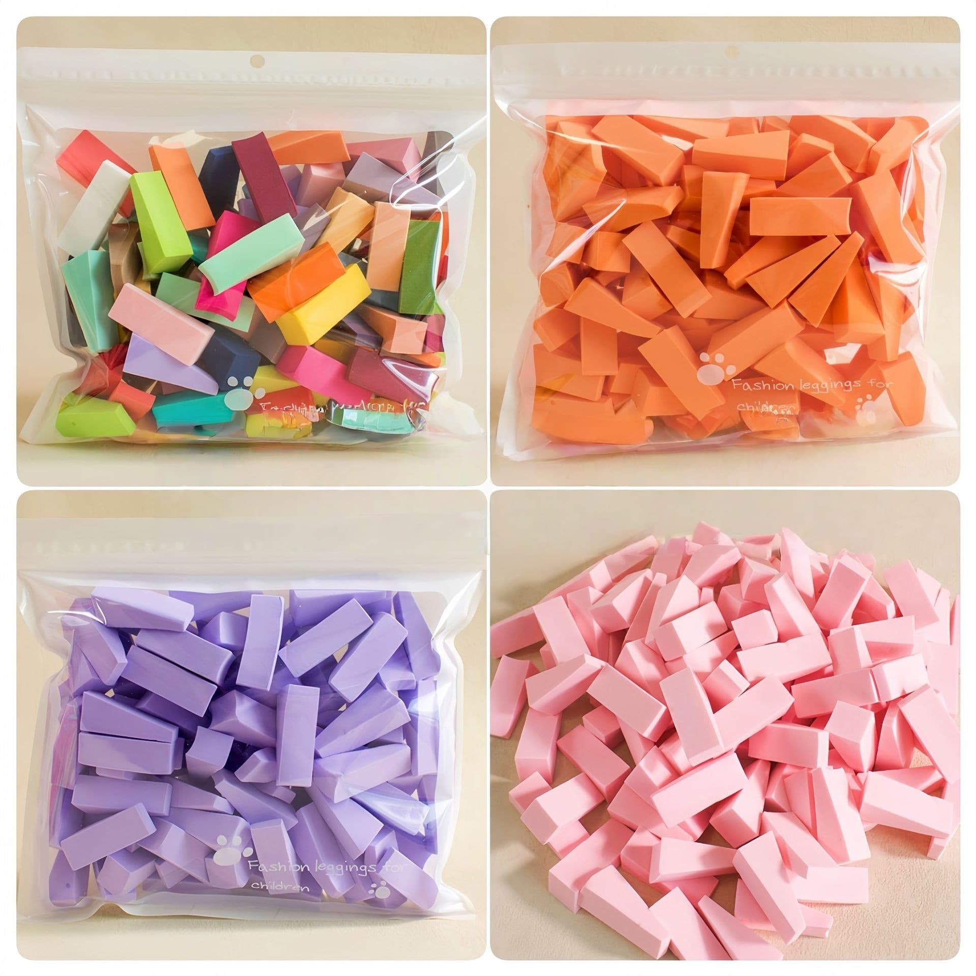 [100 pcs] Triangle Sponge Puff Disposable Makeup Sponge Cushion Wet and Dry Dual Use Nail Art Sponge Block