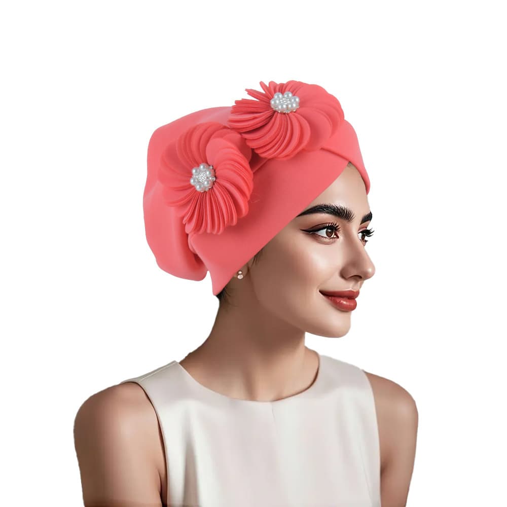 European American New Pure Color Sun Flower Turban Hat African Hat