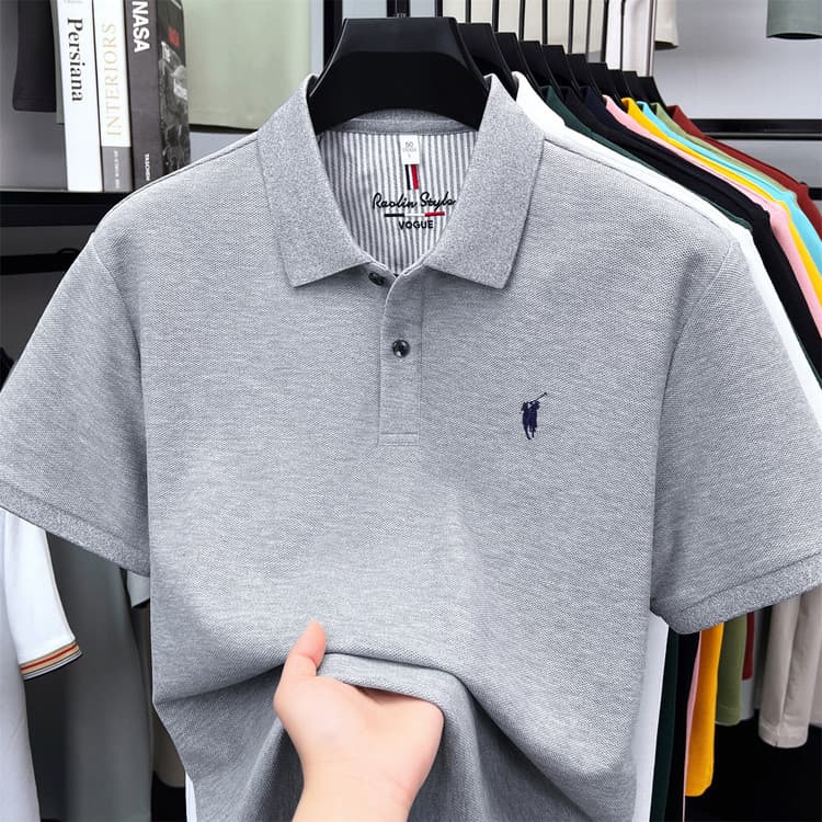 Ralph Lauren Same Quality Summer Short Sleeve High-End T-Shirt Polo Shirt Men's Solid Color 100% Cotton Business Casual Half Sleeve T-Shirt