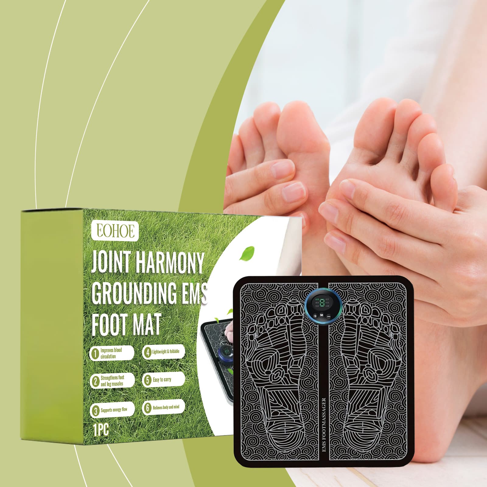 EOHOE EMS Foot Massage Care Device, Daily Foot Care with Easy-to-Store Portable Foldable Design