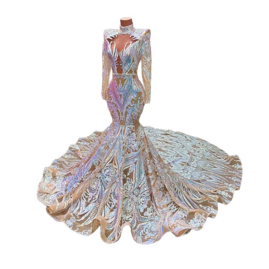 European and American Luxury Heavy Craftsmanship Evening Gown New Runway Mermaid Dress Waist-Slimming Trailing Formal Dress High-End
