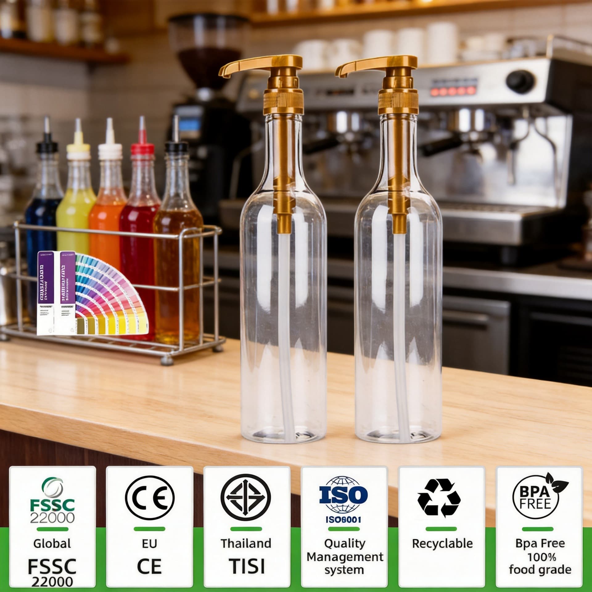 750ml Syrup Bottle Plastic PET Large Liquor Bottle Milk Tea Coffee Pump Bottle