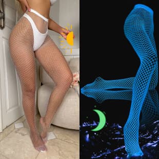 Novel Sexy Hollow Glow-in-the-Dark Fishnet Tight Pants Pantyhose Women Fluorescent Sexy Bar Party Fishnet Stockings