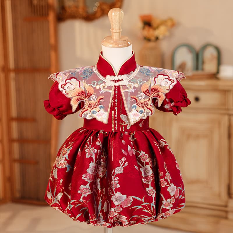 One-year-old dress baby girl 2026 spring girl national style birthday party Chinese Tang suit cheongsam princess dress