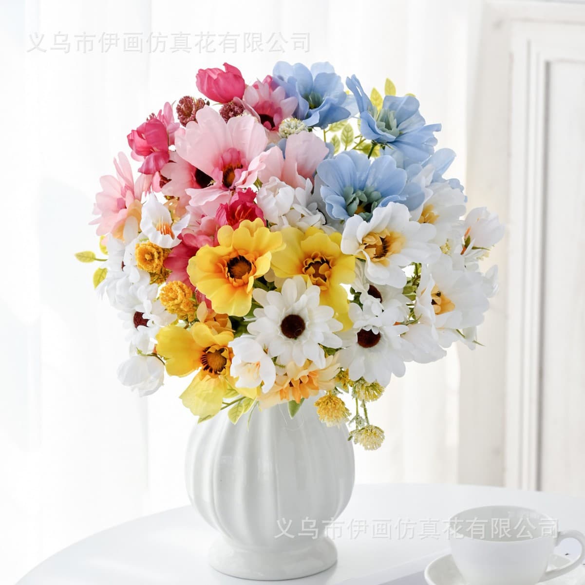 6-Head Camellia Chrysanthemum Artificial Flower Small Bouquet Silk Hydrangea Combination Hand Bouquet Home Decoration Wholesale