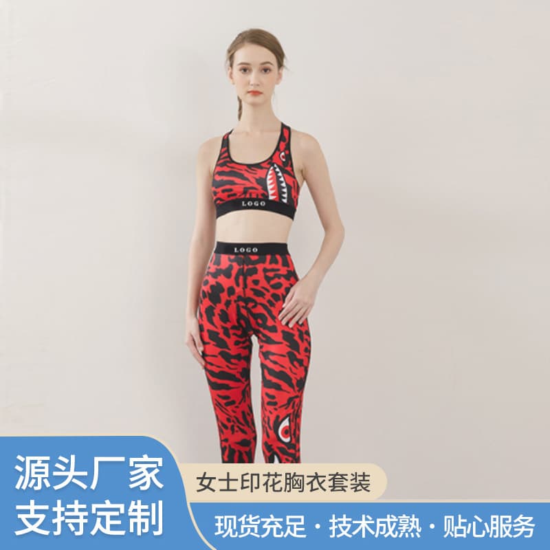 Women's Sports Bra, Shockproof Running Bra, One-Piece Women's Underwear, Printed Fitness Bra, Yoga Bra Set