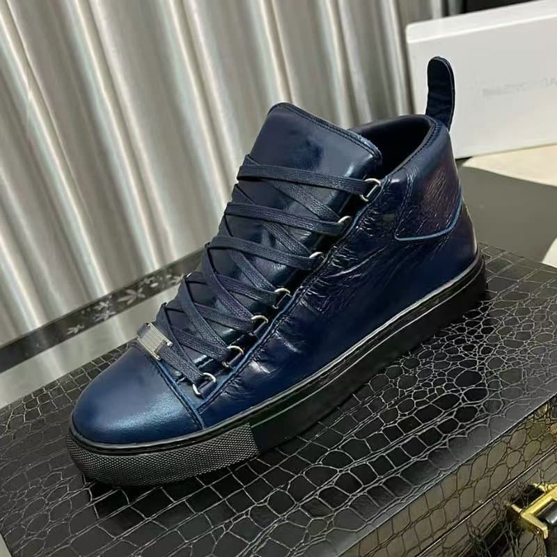 2026 New European Station Vintage Business Genuine Leather European American Fashion Versatile High-Top Trendy Shoes High-Top Casual Men's Shoes