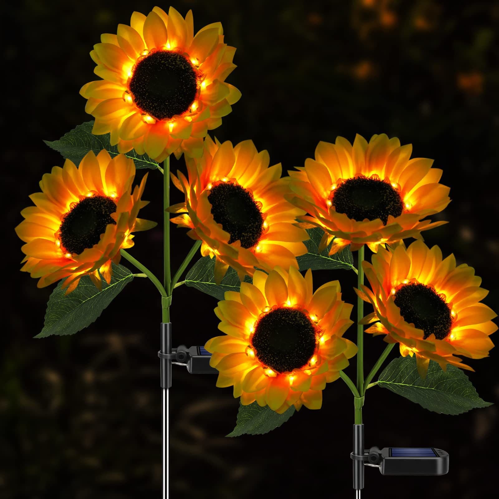 Cross-border In-Ground Solar Sunflower Garden Light, Decorative Ambiance Light, Outdoor Rainproof Lawn Simulation Color Light