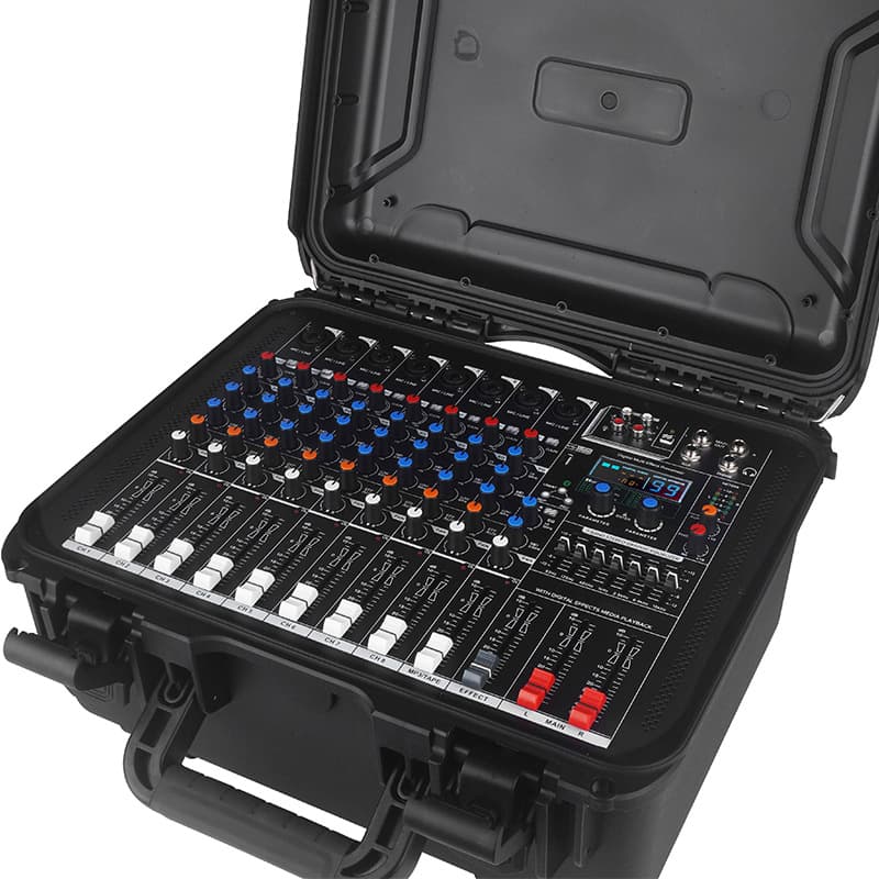 Popular Dj Desk Mixer with Amplifier All-In-One Machine 99Dsp Reverb Bluetooth Outdoor Performance Audio Mixer