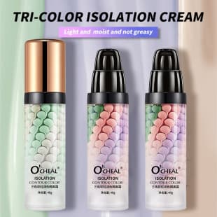 Cross-Border O'CHEAL Three-Color Rainbow Color Correcting Primer, Hydrating, Lightweight, Non-Greasy, Long-Lasting Concealing, Nourishing Primer