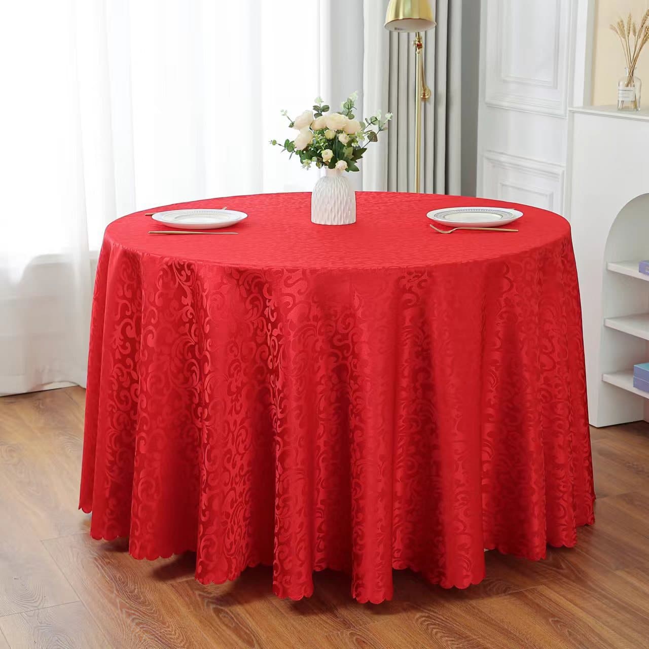 Hotel round table tablecloth catering restaurant tablecloth rectangular round tablecloth fabric double hook pattern tablecloth