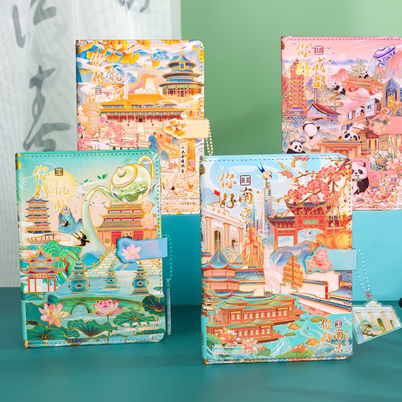 Popular City Attractions Series - Hand-painted Gold Foil Journals for Students/Museum Gift Shop Souvenirs