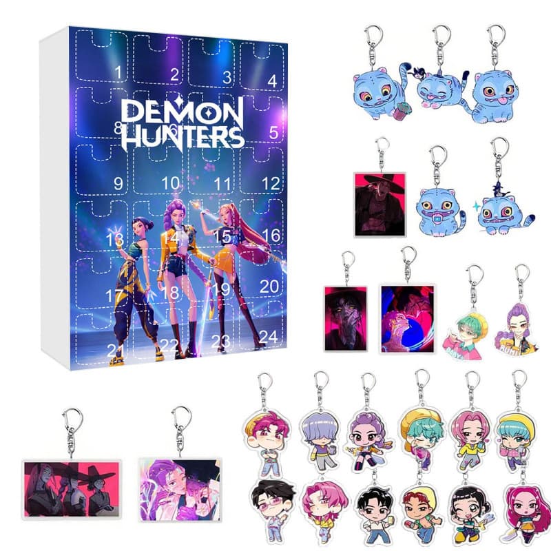 Cross-border KPOP Demon Hunter Girl Group Christmas Advent Calendar Blind Box Backpack Flat Acrylic Keychain Pendant