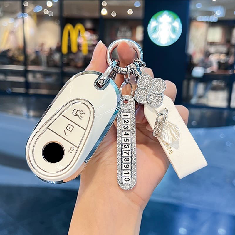 Key Case Cover for 26 Mercedes Models C-Class C260L C200L E300L GLC300 Premium Women's Keychain
