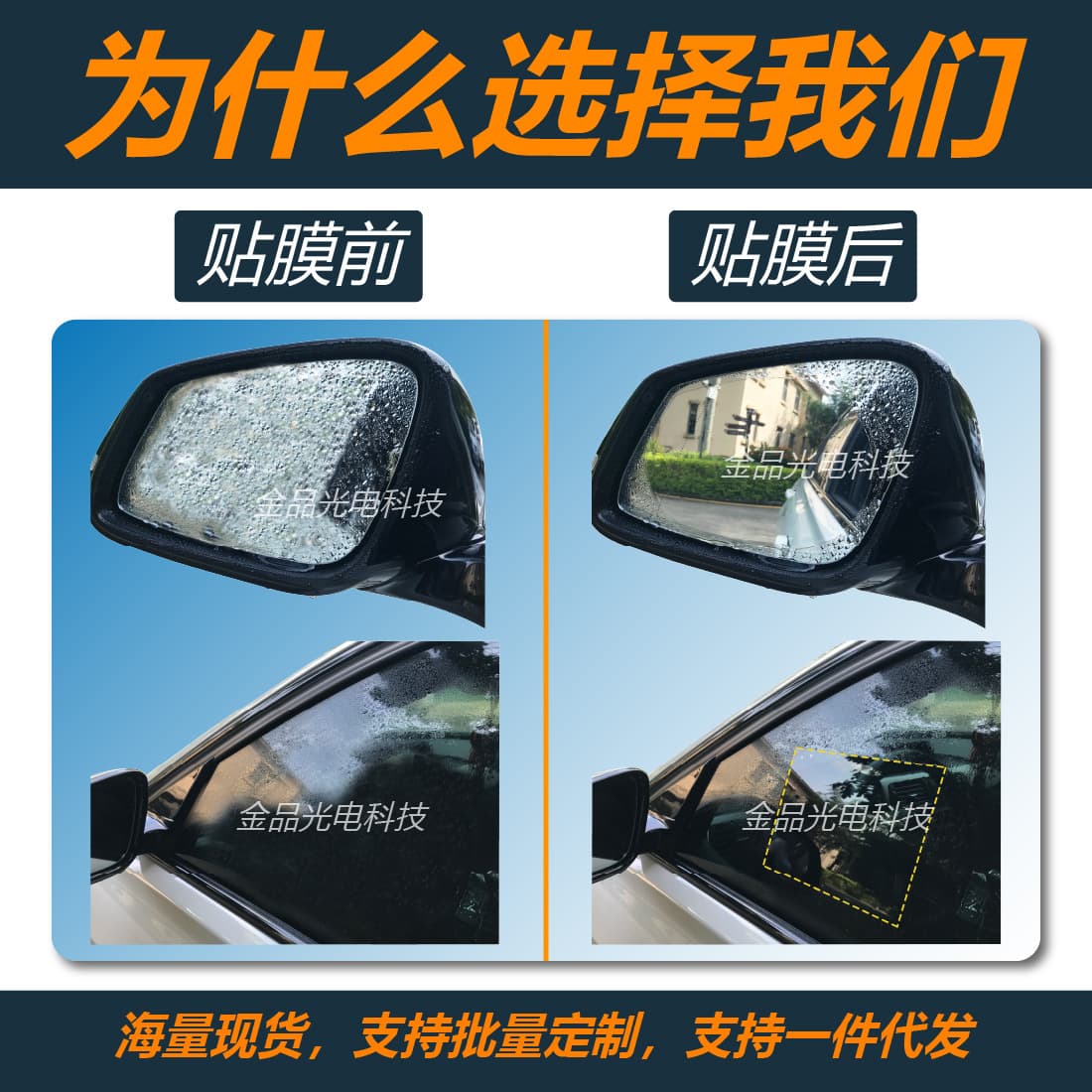 Factory Direct Stock Wholesale Universal Car Rearview Mirror Side Window Rain-Proof Film Round Oval Square Kit Drop Shipping