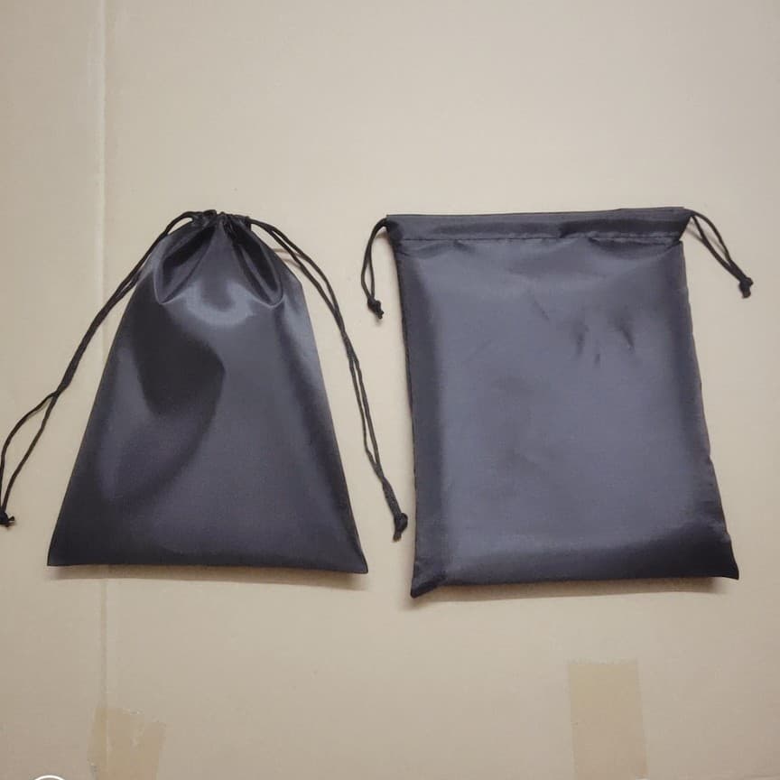 Black 210D Polyester Drawstring Bag, Plain Blank Drawstring Closure Bag, Ready-to-Ship Packaging Pouch