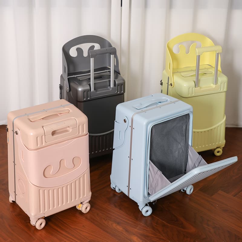 Kids Ride-On Suitcase for Moms, 20-Inch Boys' Travel Luggage, Girls' Spinner Suitcase, Toddler Ride-On Travel Gear, Combination Lock Suitcase, Leather Case