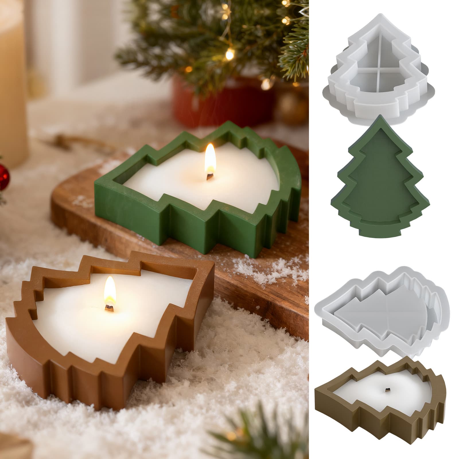 Cross-border Christmas Tree Plaster Cup Silicone Mold Epoxy Resin DIY Aromatherapy Christmas Storage Tray Ornament In Stock