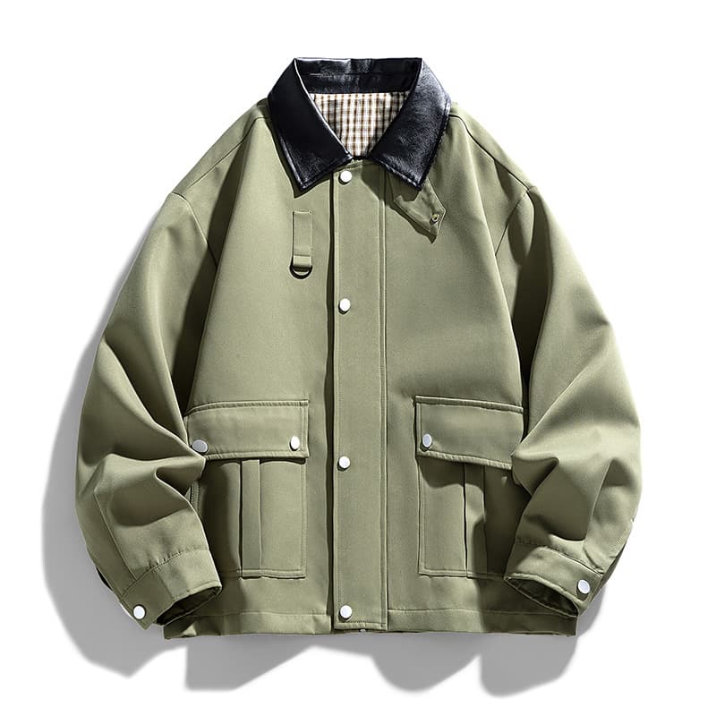 Fashion Trend New Men's Jacket Turn-Down Collar Casual Loose Japanese Retro Extra Large Workwear Coat