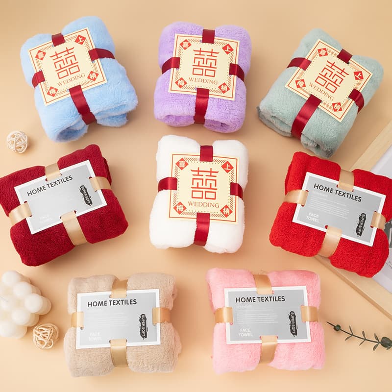 Coral Fleece Square Towel Wedding Favors, Marriage Return Gifts, Festive Creative Presents in Gift Boxes