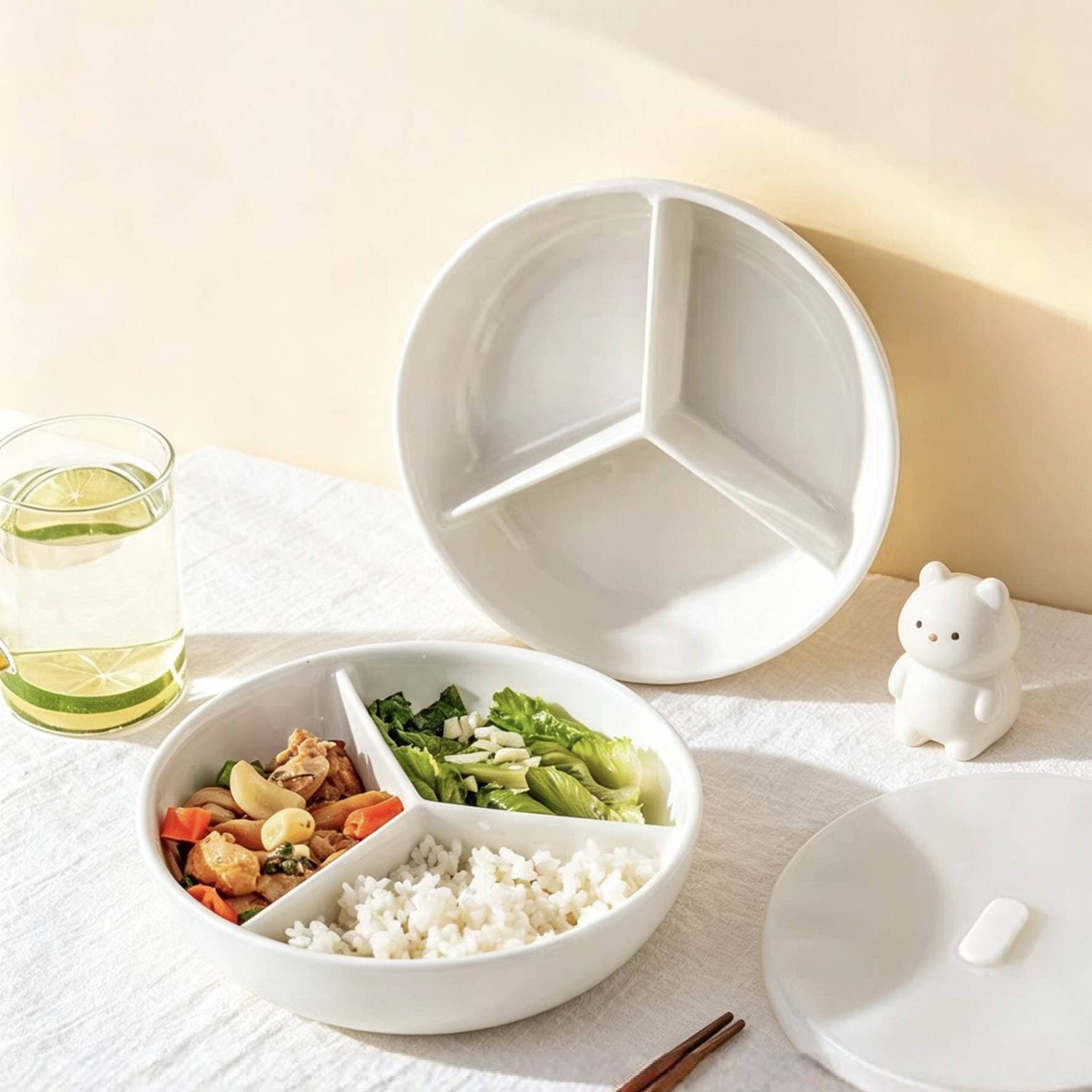 Three-Compartment Steaming Tray Rice Cooker Steamer Basket Round Steaming Bowl Household One-Pot Three-Tier Steaming with Lid Wok Steamer Rack