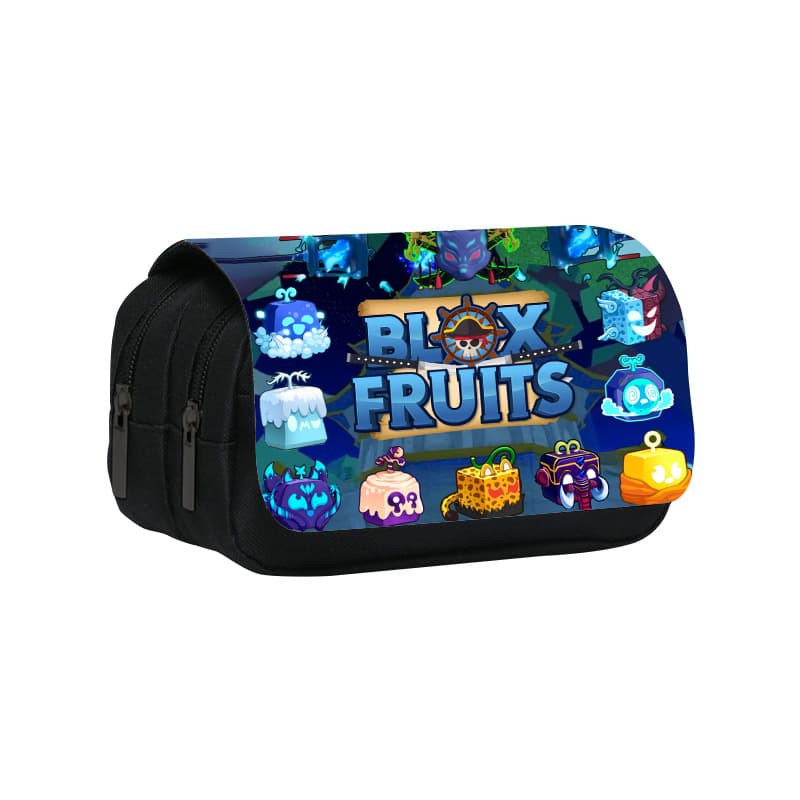 ROBLOX Game Blox Fruits Printed Double-Layer Pencil Case Stationery Devil Fruit for Primary and Secondary School Students