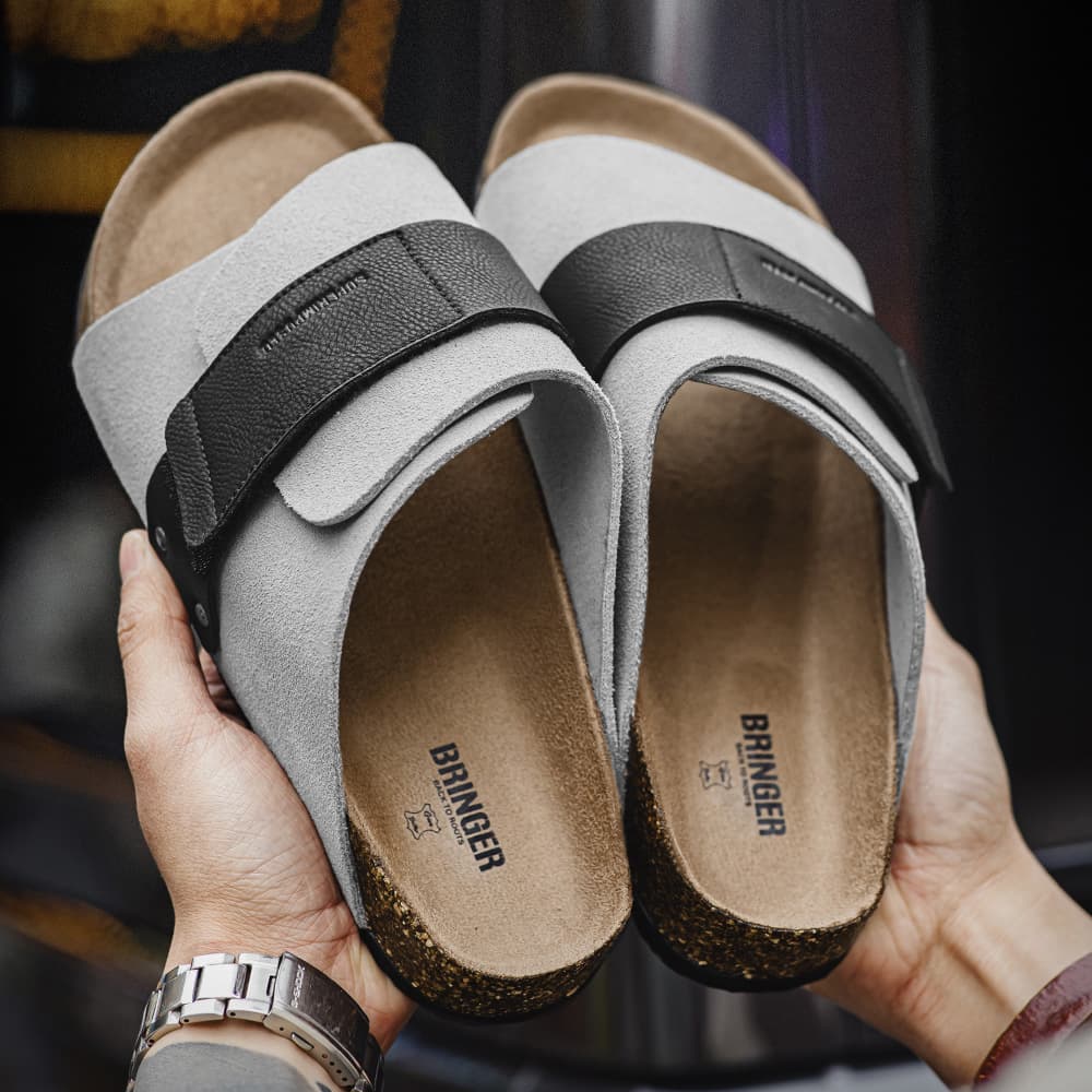 Maden Men's Mules 2025 Summer New Cork Strap Casual Outdoor Sandals with Velcro