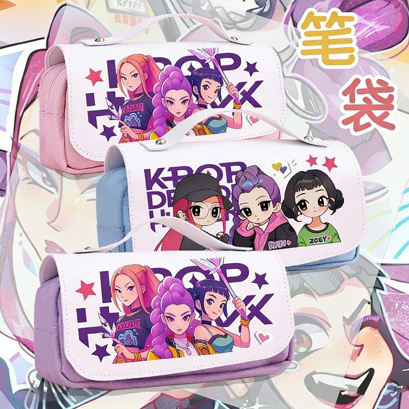 KPOP Demon Hunter Girl Group Pencil Case Lumi Zoe Mira Large Capacity Pencil Case for Students