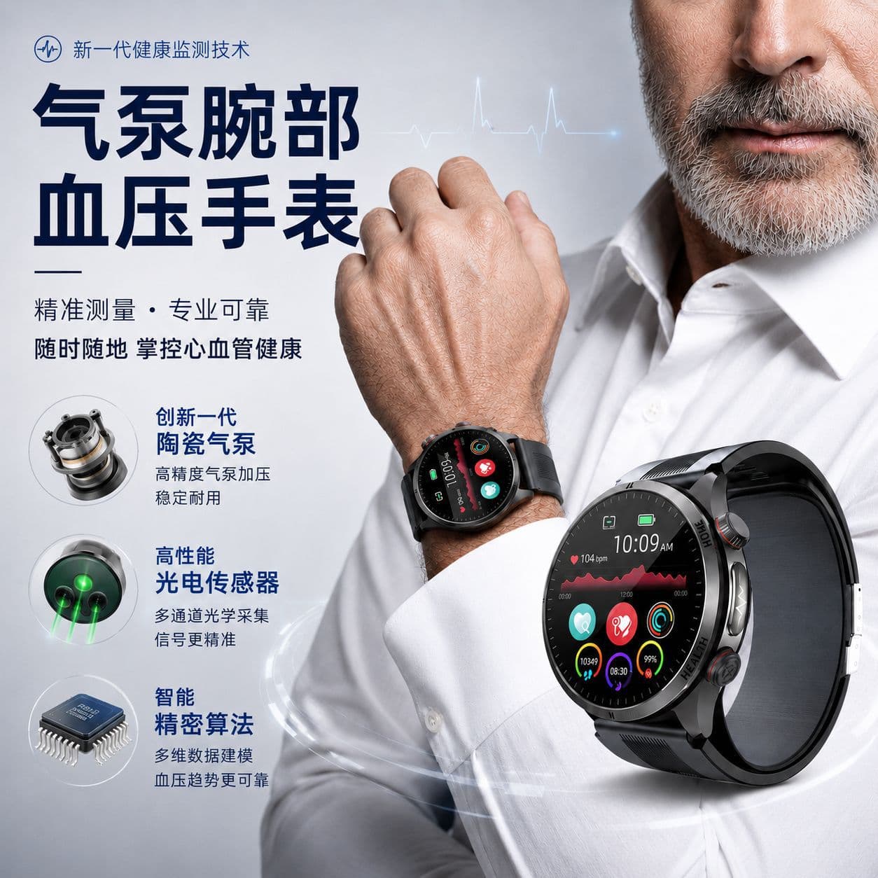 Air Pump Blood Pressure Smart Watch Multifunctional Smartwatch Elderly Sleep Health AI Monitoring Heart Rate Sports Bracelet