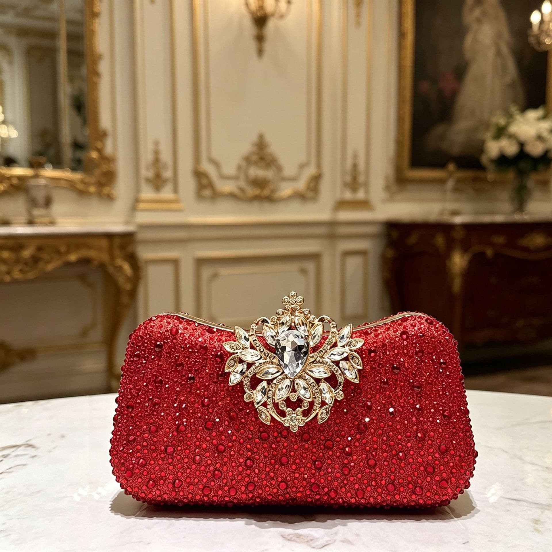 European luxury rhinestone evening bag Elegant rhinestone buckle clutch bag Ladies fashionable evening bag