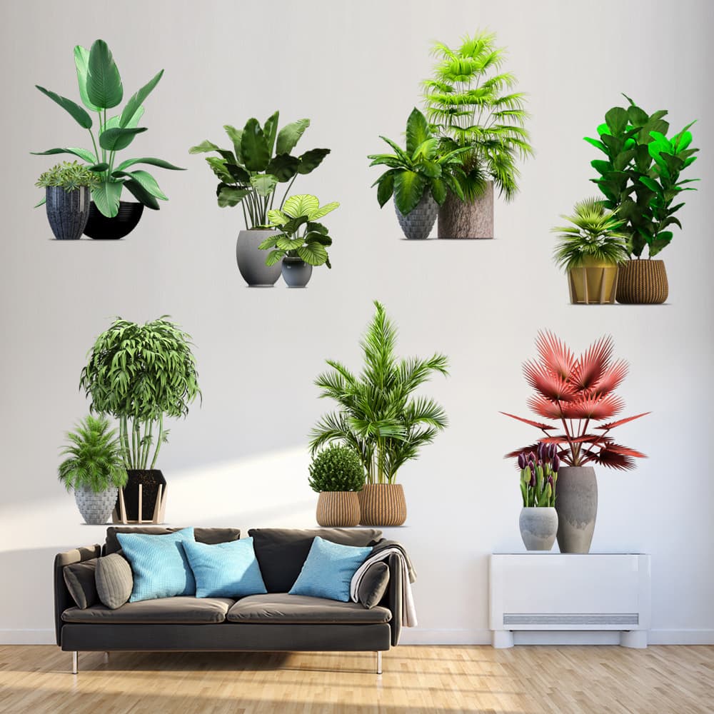 3D Wall Sticker Green Plant KSR-28 Wall Decal for Bedroom Living Room Decoration Room Layout Sticker Wallpaper Self-Adhesive