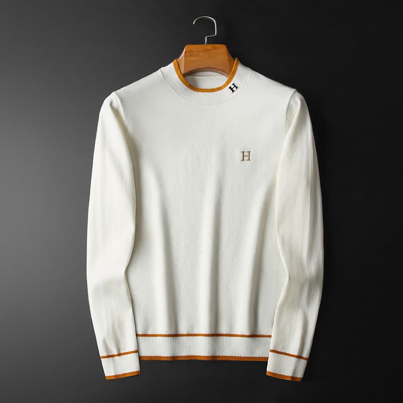 2025 New European Style Men's Round Neck Sweater Woolen Thick Jacquard Casual Knit High-Quality Base Layer