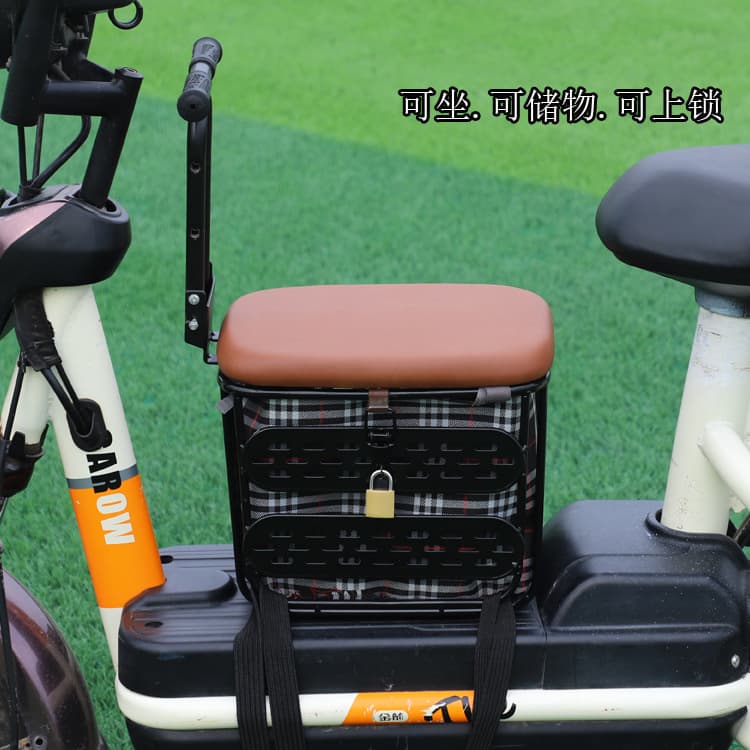 Front Child Seat with Storage for Electric Bikes, Baby and Child Safety Front Seat, E-Bike Pedal Stool