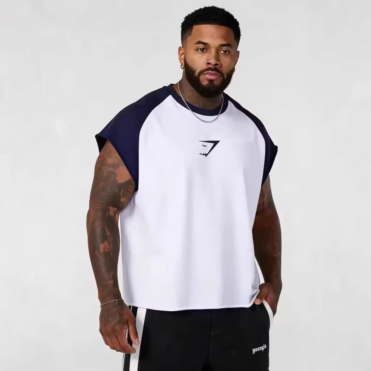 GYMSHARK American new style men's T-shirt, summer men's casual loose trendy brand printed cotton short-sleeved sports T-shirt