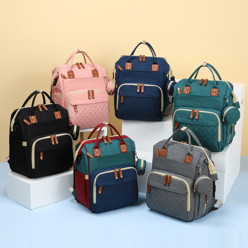 Cross-border Bestseller Mommy Bag Baby Crib Foldable Multifunctional Waterproof Maternity Bag Expandable Bed Reclining Baby Bag Wholesale
