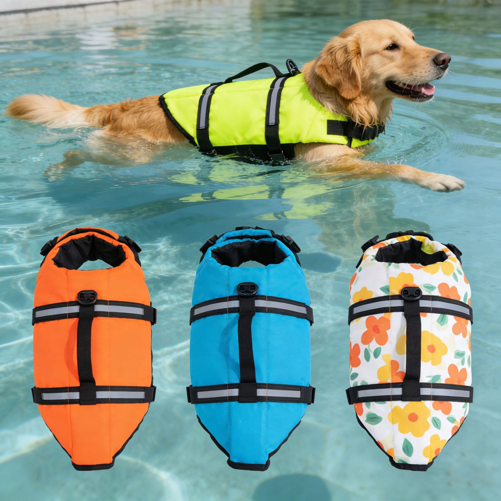 Pet Life Jacket Dog Swim Vest for Small Large Dogs Summer Outdoor Golden Retriever Teddy Swimming Suit Factory Cross-border