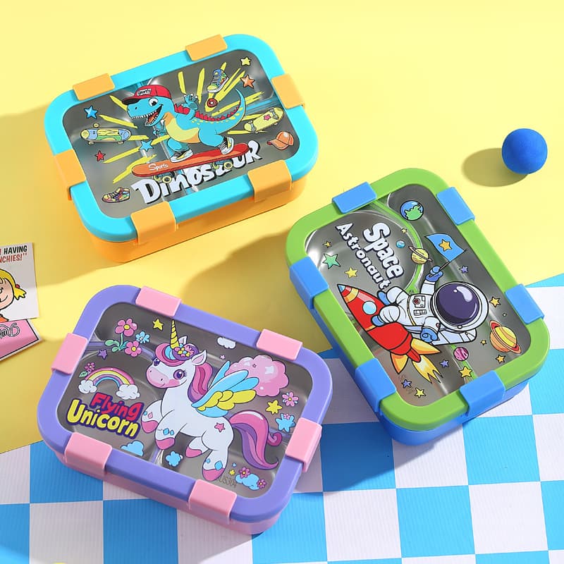 Compartment Lunch Box for Office Workers with Fork and Spoon, Portable Kids Bento Box with Dividers, 304 Stainless Steel, Airtight Container