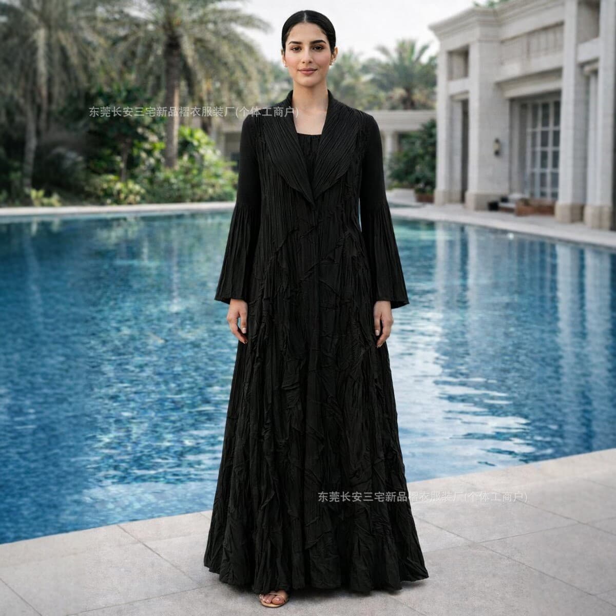 Miyake Pleated Long Trench Coat Women Elegant Cardigan Jacket African Plus Size Ethnic Style Cape High-End Robe